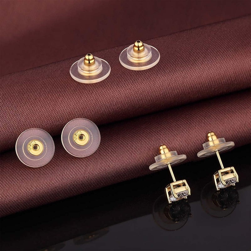 DELECOE 925 Silver Earring Backs,18K Gold Plated Locking Secure Earring Backs for Studs/Droopy/Heavy Earrings,No-Irritate Hypoallergenice Backing 6pcs(Gold) - Image 2